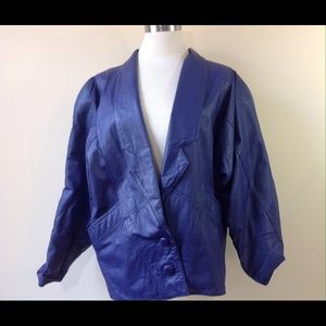 1980's Purple Leather Blazer J.F.G Bomber Disco